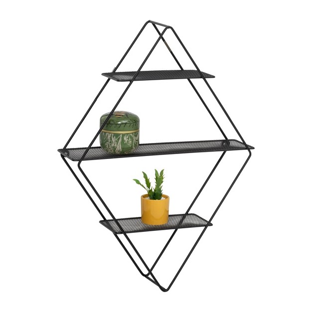 Honey can do Rhombus Metal Wall Shelf Black