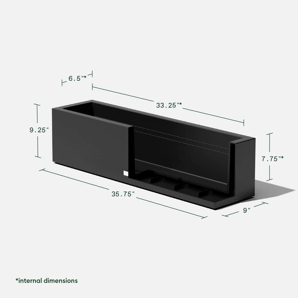 Veradek Block Series Window Box 36 in. Black Plastic Planter TRHV36B