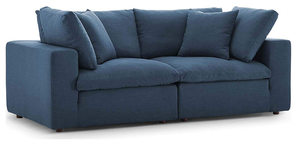 Commix Down Filled Overstuffed 2 Piece Sectional Sofa Set  Azure   Transitional   Sofas   by Beyond Design  ampMore  Houzz