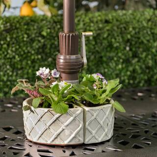 Alfresco Crema Ceramic Trellis Umbrella Planter 38-8448