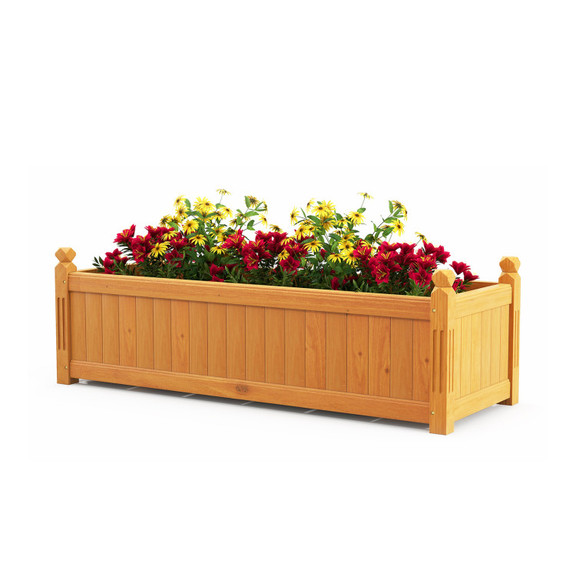 Costway 89213456 Wooden Rectangular Garden Bed wit...