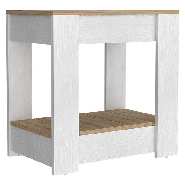 Brookings Composite Wood Indoor Modern Side Table - White And Golden