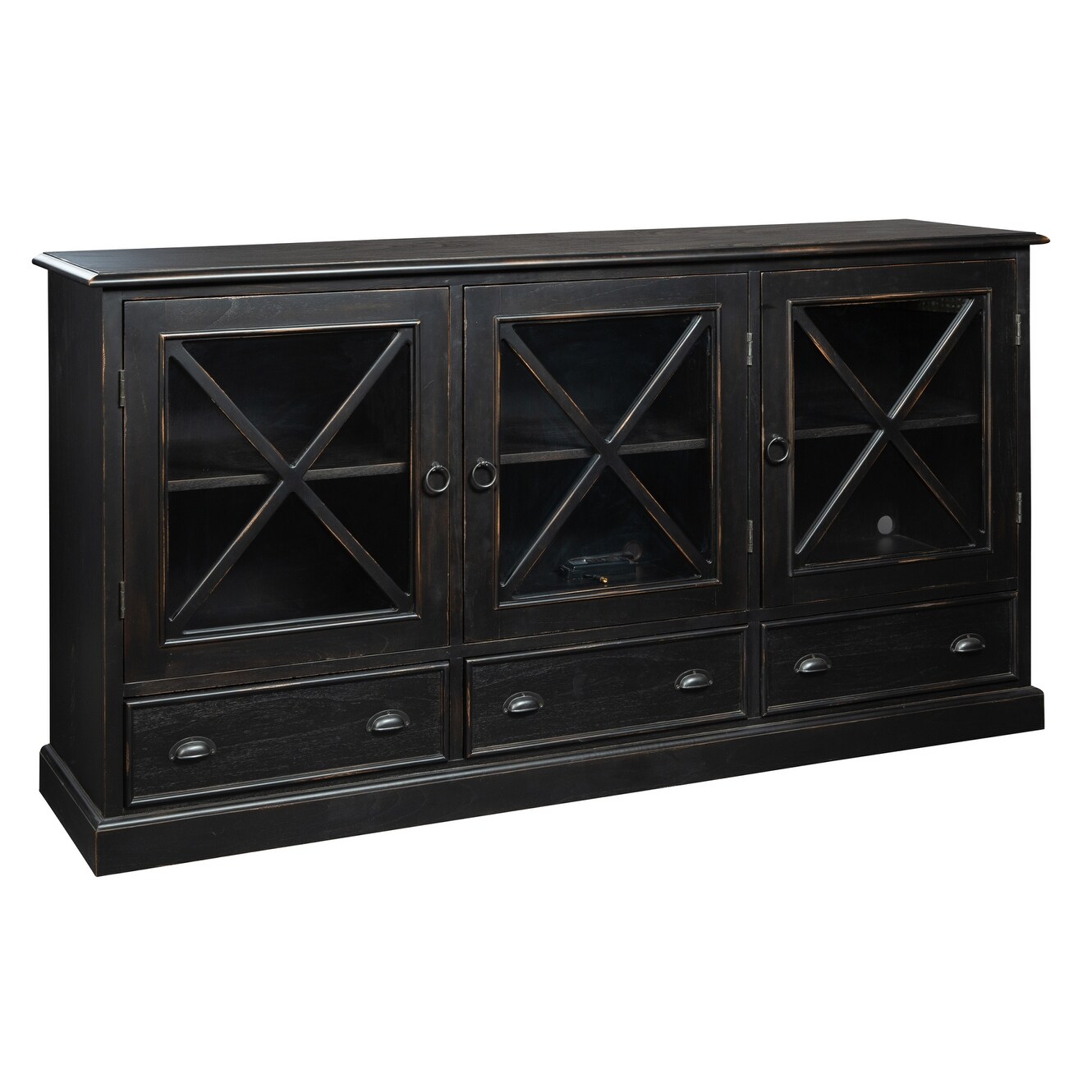 Hekman 3-door Wood Entertainment Center with Drawers