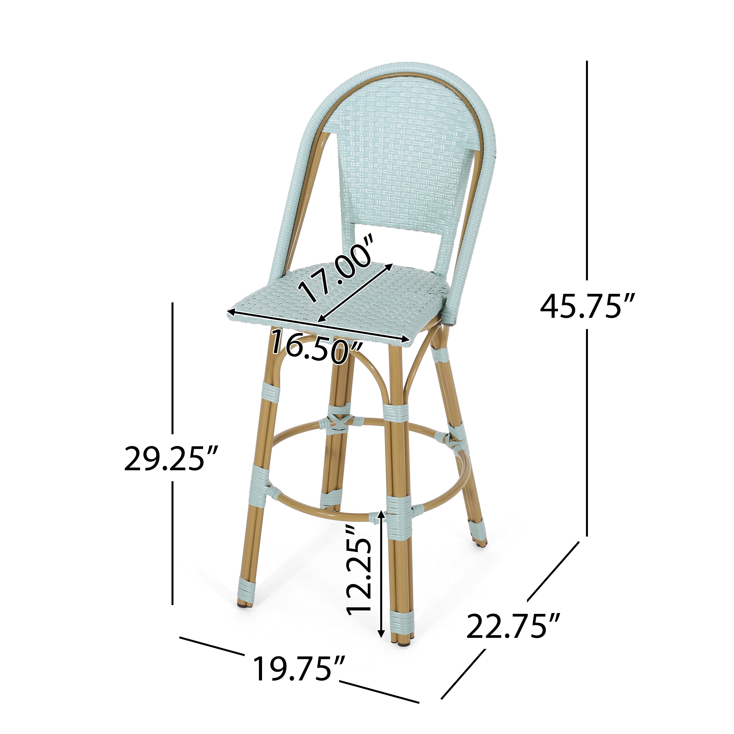 Cotterell Outdoor French Wicker and Aluminum 29.5 Inch Barstools, Set of 2