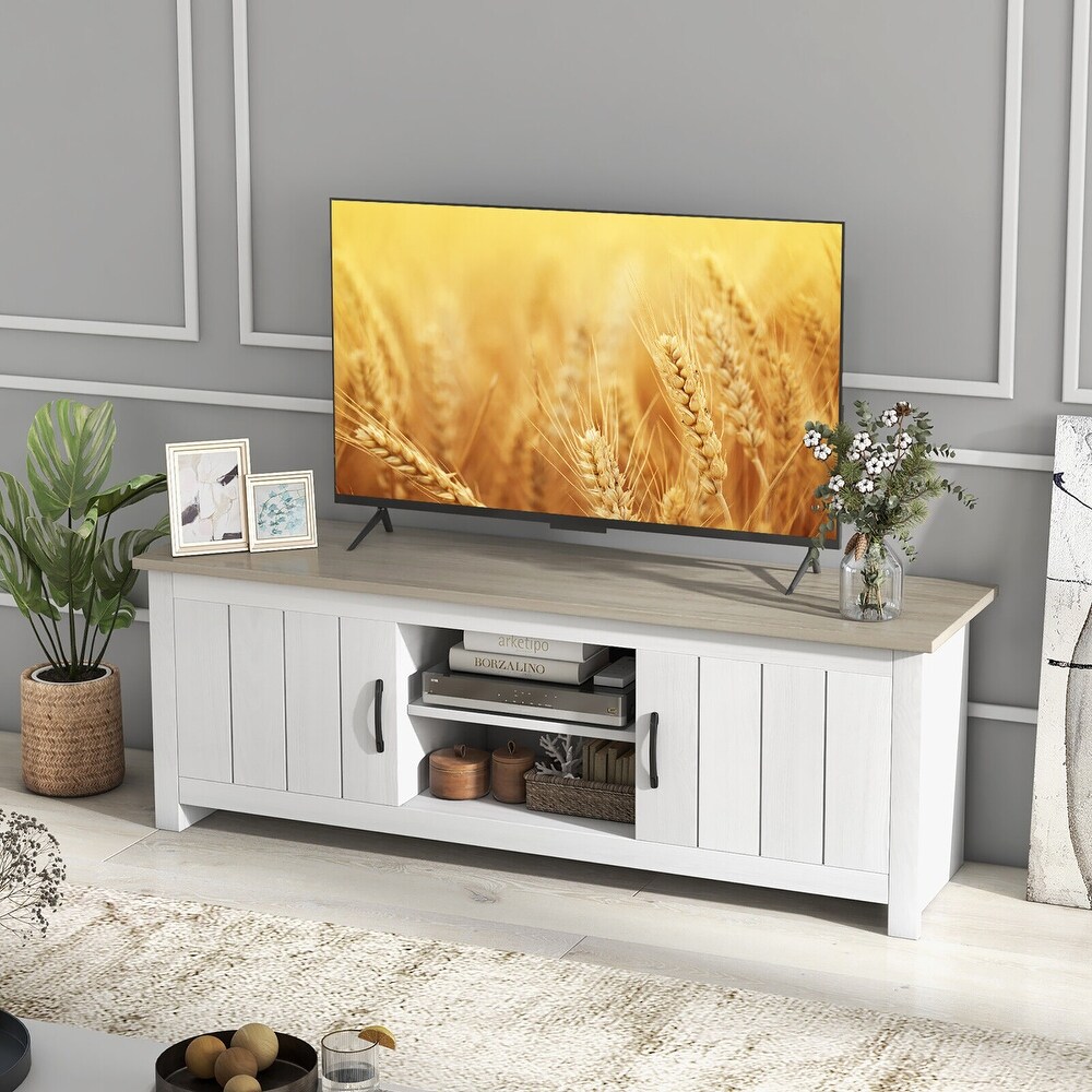 Gymax Farmhouse TV Stand for TVs up to 65'' Media Console Center w/