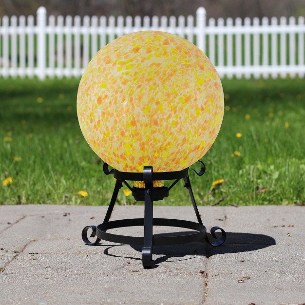 Orange And Yellow Speckled Glass Outdoor Garden Gazing Ball