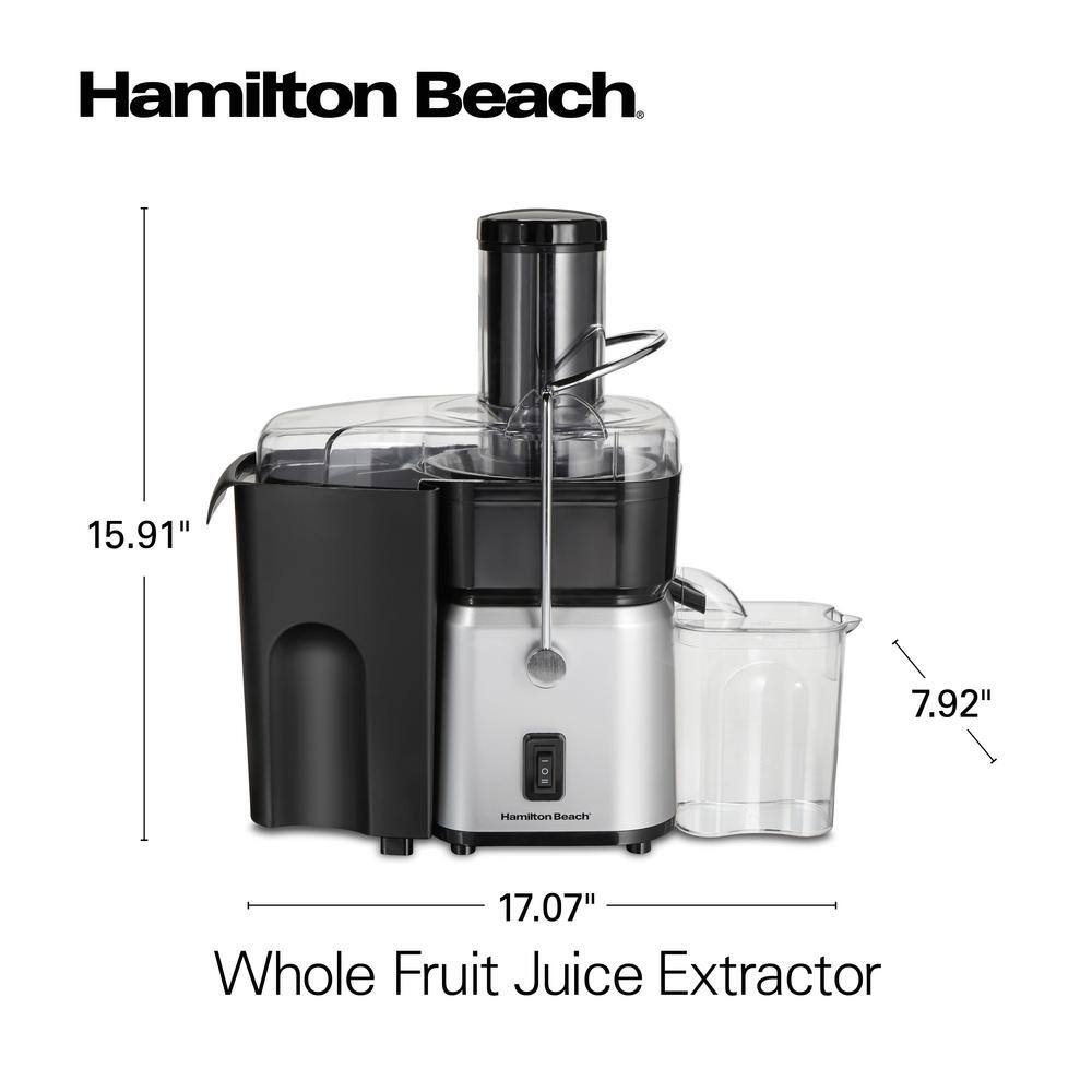 Hamilton Beach 700-Watt 30 oz. Black and Stainless Steel Centrifugal Juice Extractor with Whole Fruit Feed Tube 67840