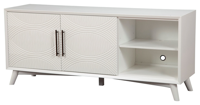 Alpine Furniture Tranquility Wood TV Console in White   Midcentury   Entertainment Centers And Tv Stands   by VirVentures  Houzz