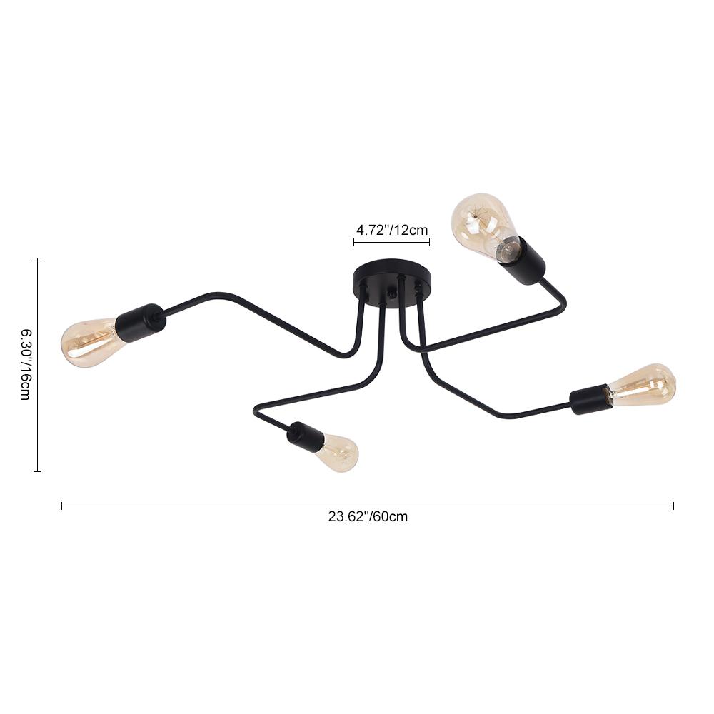 4-Light Sputnik Linear Semi-Flush Mount