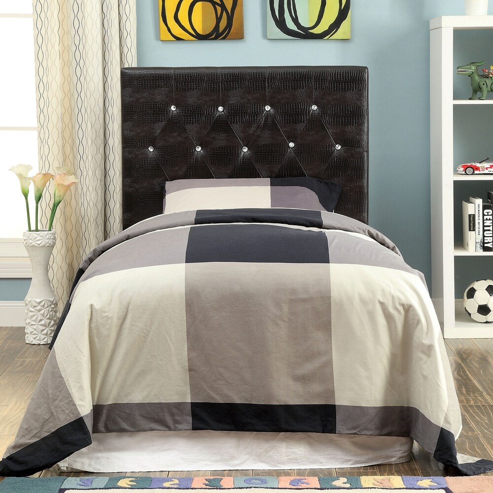 Huntress I Crocodile Glam Faux Leather Button Tufted Headboard by Furniture of America