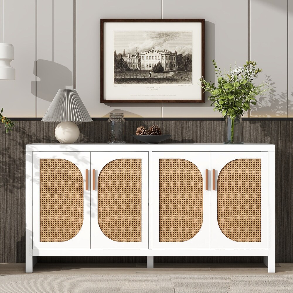 Rattan Storage Cabinet with Adjustable Shelves