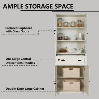 VEIKOUS 72 in. H Off-White Kitchen Storage Pantry Cabinet Closet with Doors and Adjustable Shelves HP0405-11WH