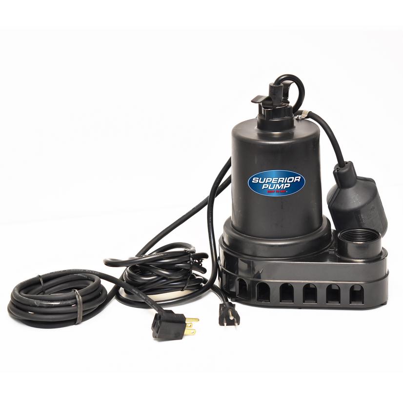 Superior Pump 1/2 HP Thermoplastic Sump Pump with Tethered Float Switch