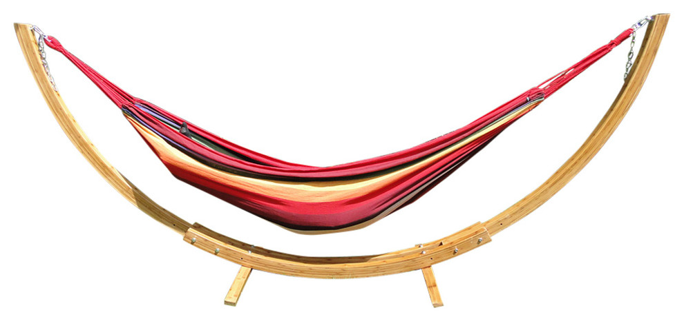 Brazilian Style Double Hammock With Bamboo Stand   Contemporary   Hammocks And Swing Chairs   by Simon Letourneau  Houzz