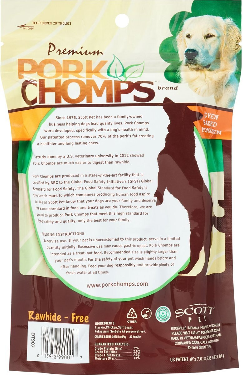 Premium Pork Chomps Real Chicken Wrapped Twists Dog Treats， Large， 4 count