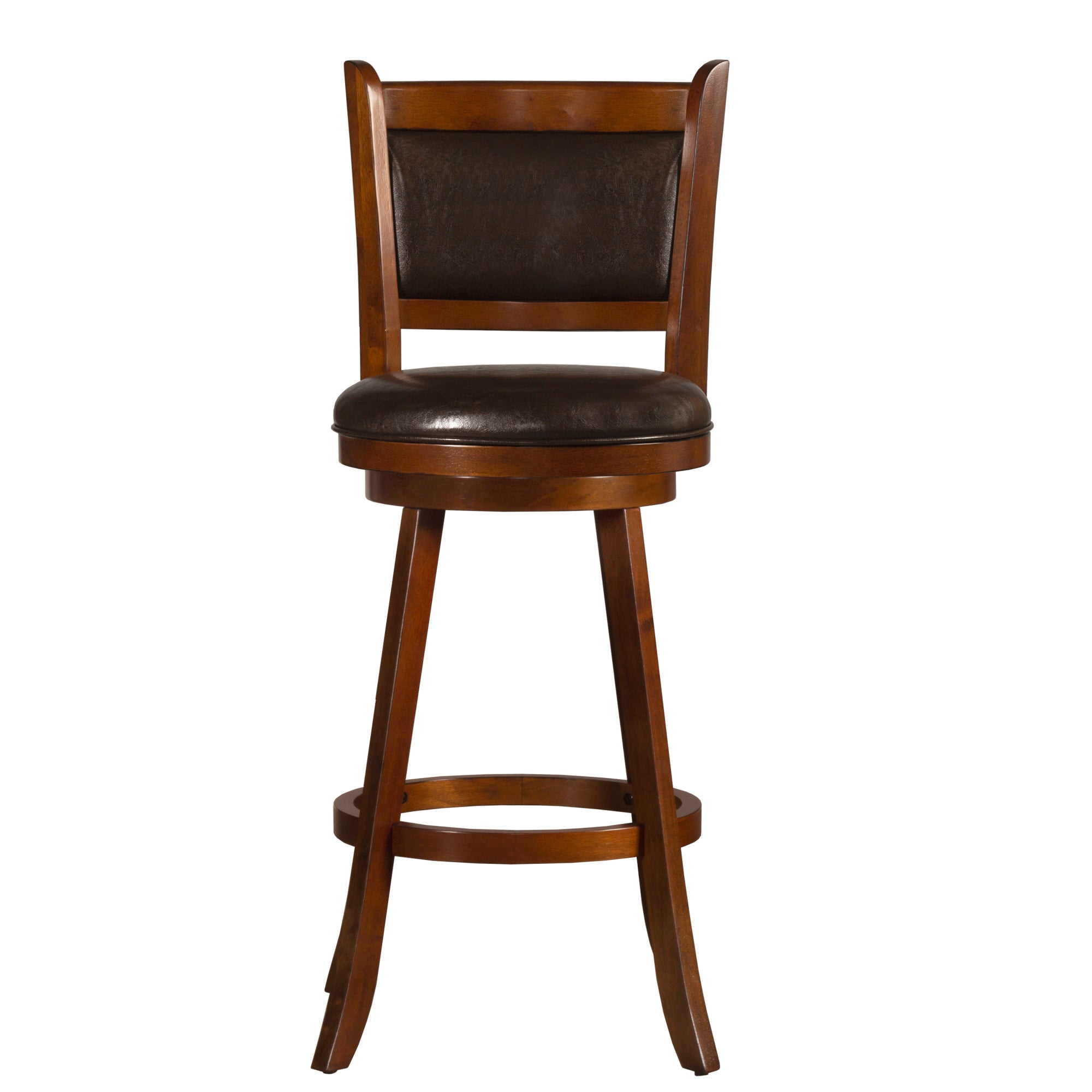 Hillsdale Furniture Dennery Wood Bar Height Swivel Stool， Cherry with Brown Vinyl