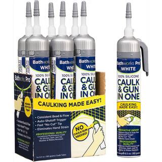 BATHWORKS 39 oz White Silicone All in One Gun and Caulk (6-Pack) CNGPK-11