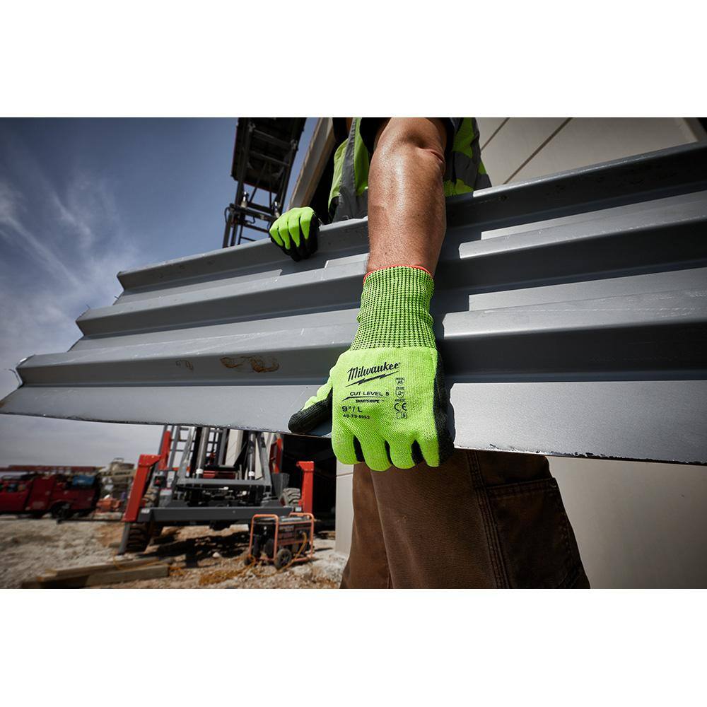 MW Large High Visibility Level 5 Cut Resistant Polyurethane Dipped Work Gloves (12-Pack) 48-73-8952B