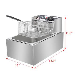 Winado 6.3 qt. Stainless Steel Single Electric Deep Fryer in Silver 559703181719