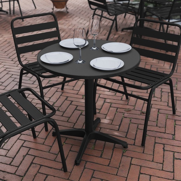 Flash Furniture Mellie 27 5 x27 x27 Round Aluminum Indoor outdoor Table With Base