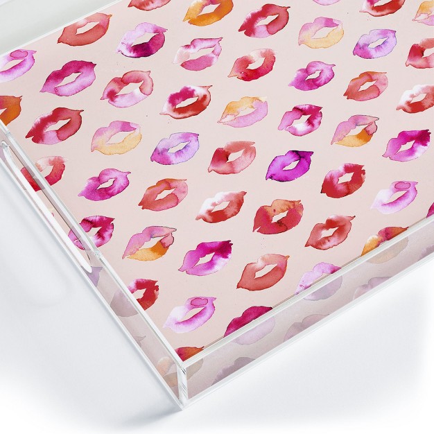 Ninola Design Sweet Pink Lips Acrylic Tray Deny Designs