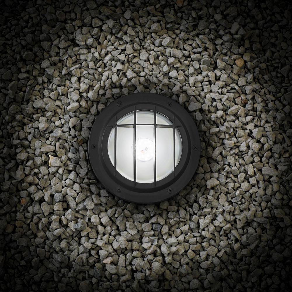 Hampton Bay Low Voltage 500 Lumens Black Outdoor Integrated LED In Ground Well Light WeatherWaterRust Resistant 62999
