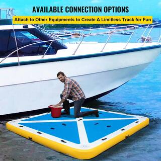 VEVOR 8 x 6 ft. Inflatable Floating Dock 6 in. Thick Inflatable Platform with Electric Air Pump for Water Play FT8X6QB0000000001V1