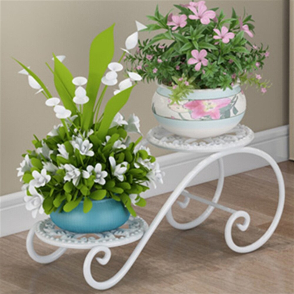 2 Tier Metal Plant Stand Storage Rack Shelf Flower Pot Holder