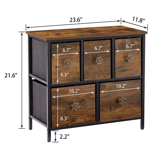 Dresser with 5 Drawers Bedroom Furniture Storage Tower Unit for Home Living room - - 37211352