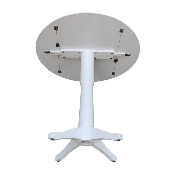 42 in Round Top Dual Drop Leaf Pedestal Table - White