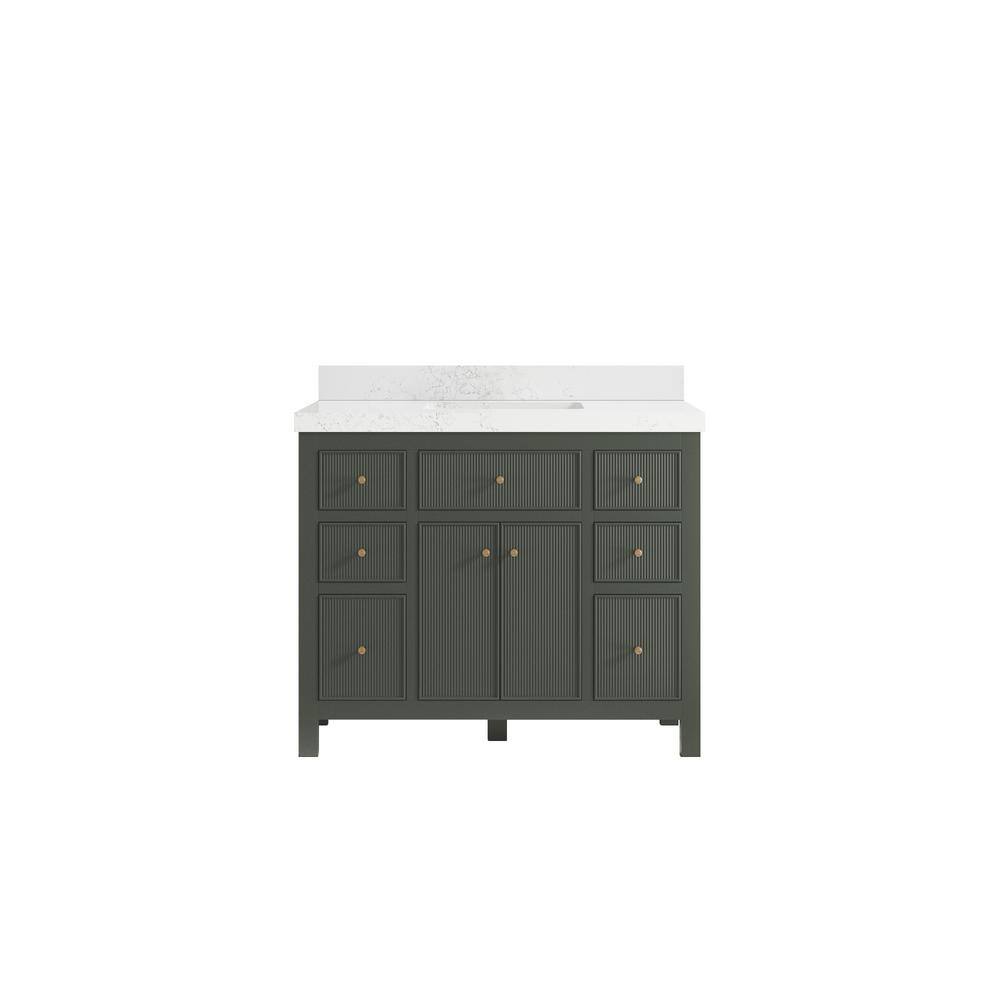 Willow Collections Sonoma 42 in. W x 22 in. D x 36 in. H Bath Vanity in Pewter Green with 2