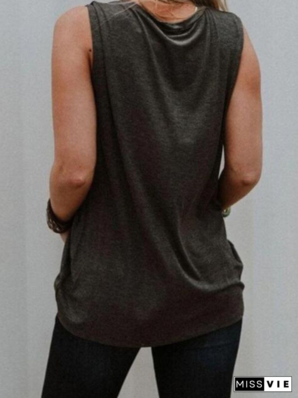 Cotton-Blend Sleeveless Casual T-shirt