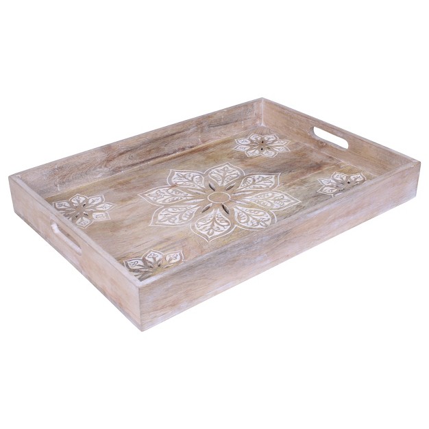 Mela Artisans Serena Tray In White Beige