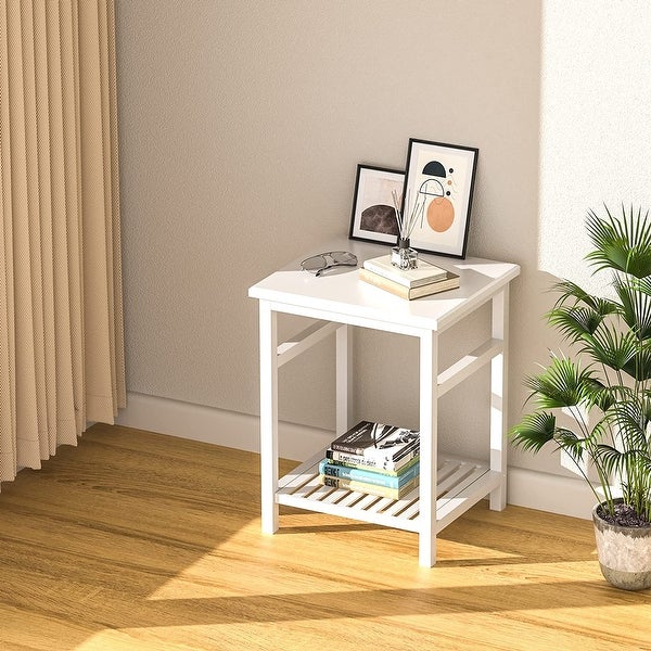 Modern Bamboo 2-Tier End Table/Side Table/Nightstand