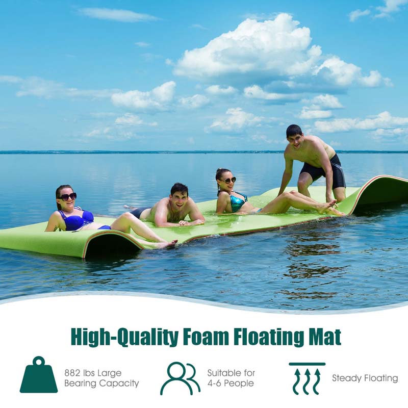 12 x 6 FT Floating Water Pad 3-Layer Tear-Resistant XPE Foam Mat Roll-Up Floating Island for 4-6 Person