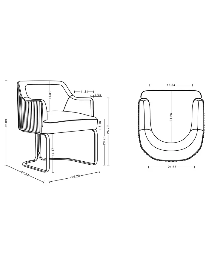 Manhattan Comfort Edra 2-Piece Leatherette Upholstered Dining Armchair Set