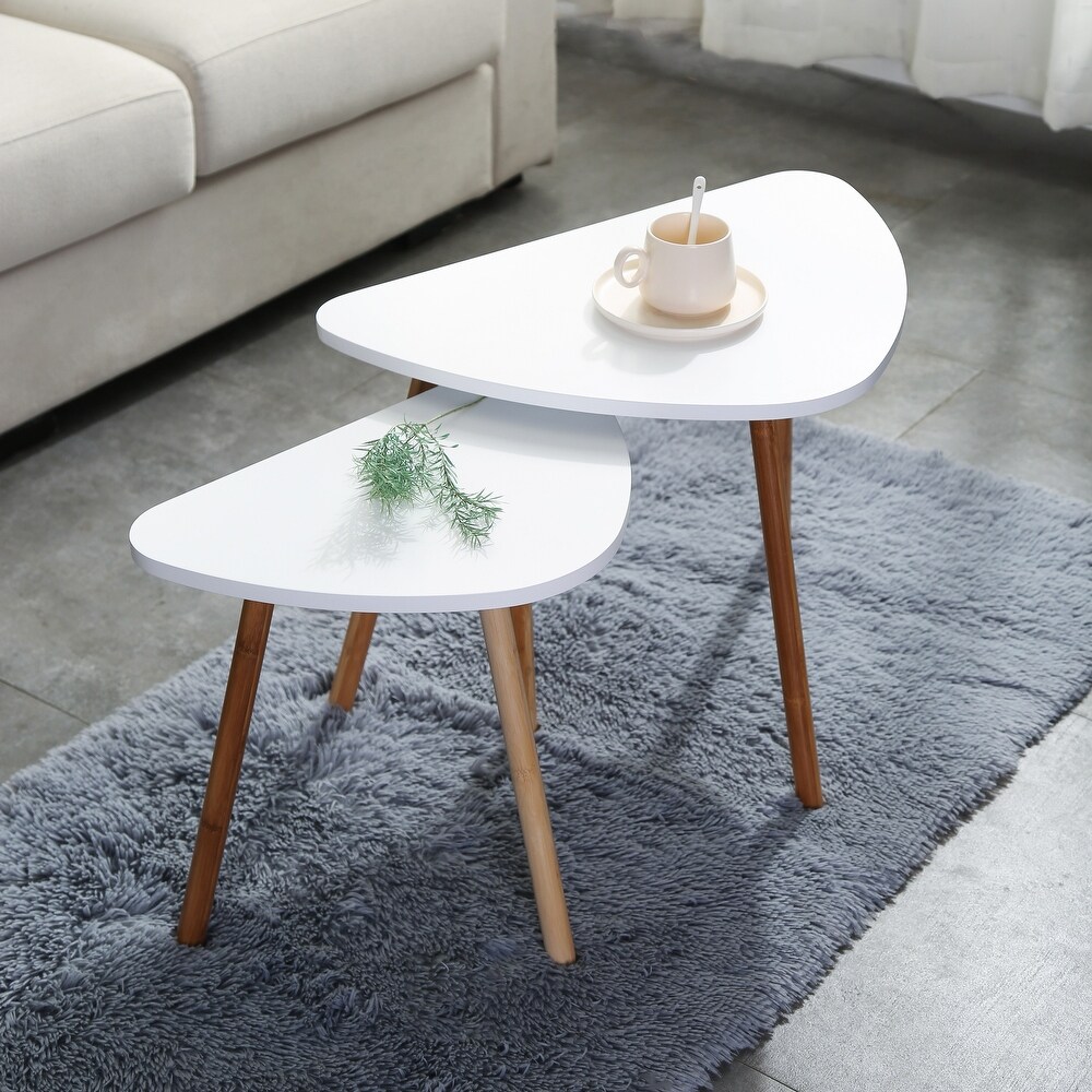 Cora Modern Contemporary Triangle Nesting Tables  Set of 2