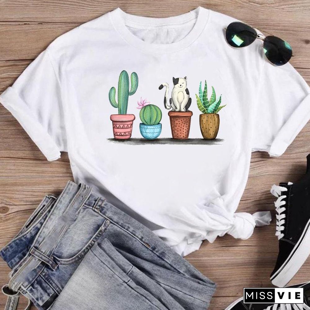 Women Print Bee Funny Clothing Cute Fashion Summer O-Neck T-Shirts Shirt Female Graphic T Top Short Sleeve Cartoon Tee T-Shirt