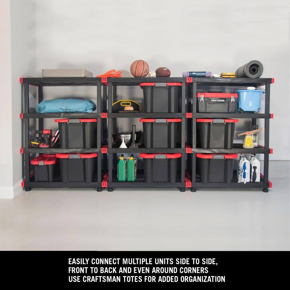 Black 4-Tier Plastic Garage Storage Shelving Unit (40 in. W x 55 in. H x 24 in. D) shelve-612