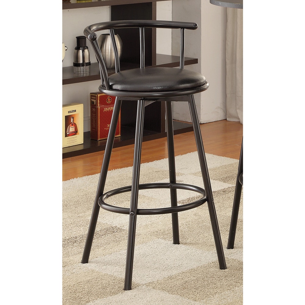 Bar Stool  Set Of 2  Swivel  Bar Height  Metal  Pu Leather Look  Contemporary  Modern