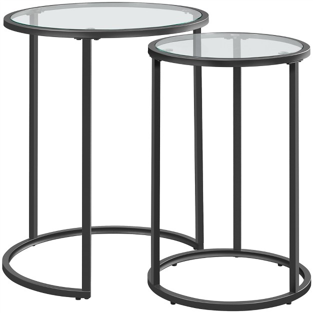 Yaheetech Round Nesting End Table Set With Metal Frame And Glass Top For Living Room