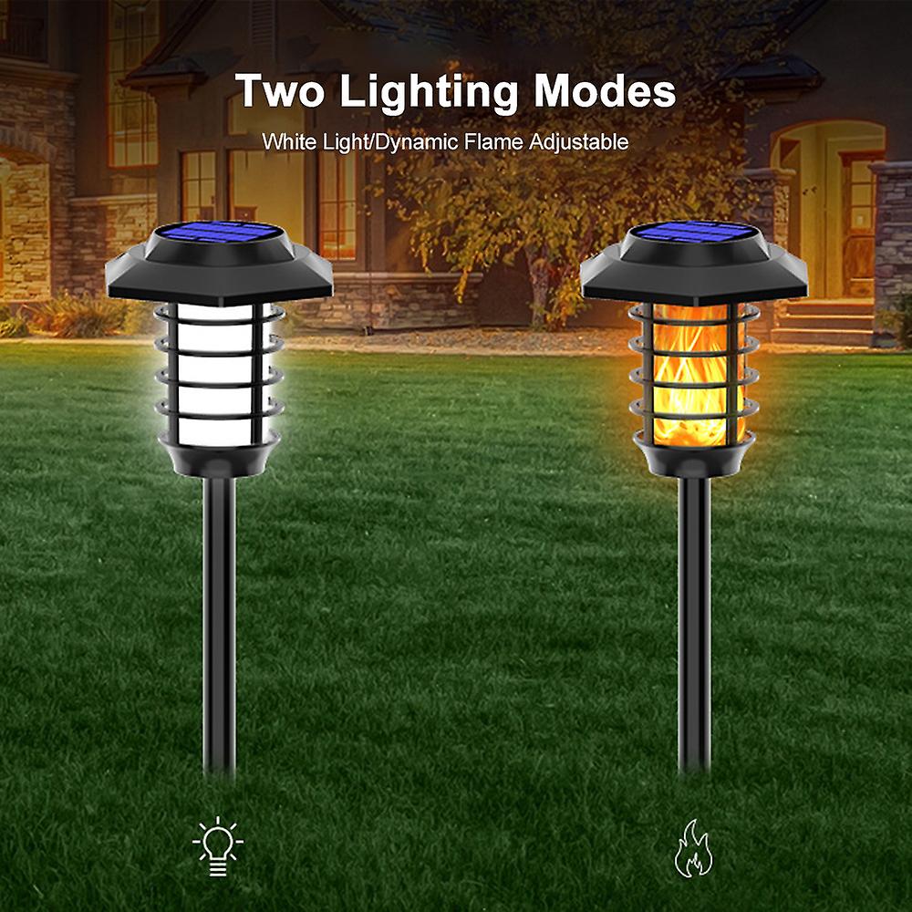 Solar Panel Flame Lamp Outdoor Landscape Lighting White Light/dynamic Flame Two Lighting Modes Adjustable Small Size 48led / Large Size 66led Black