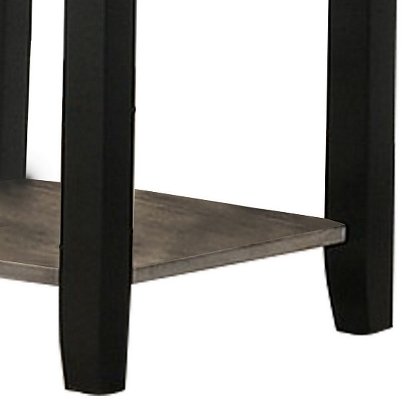 Wooden End Table with One Open Shelf， Black and Gray