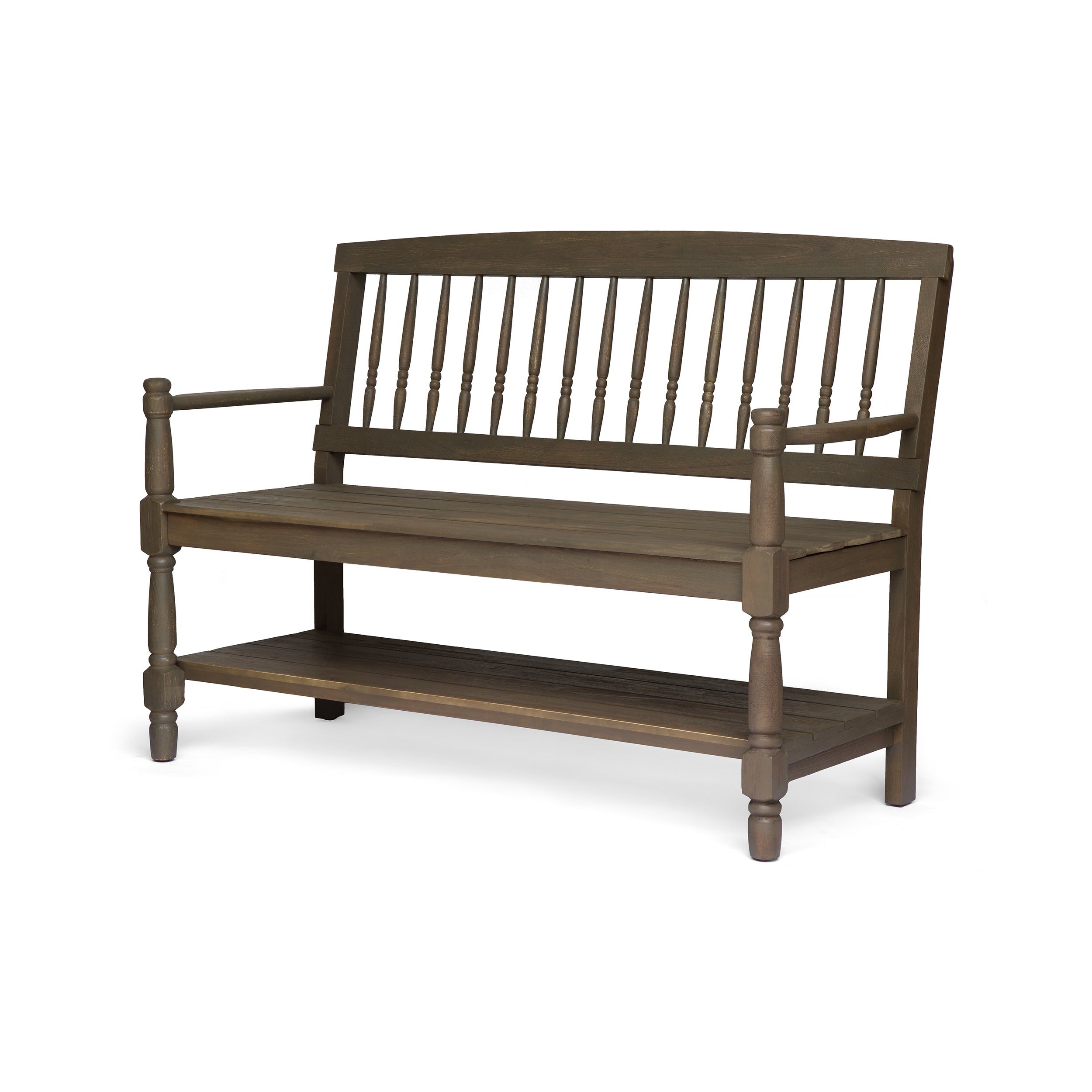 Kuhn Outdoor Acacia Wood Bench with Shelf