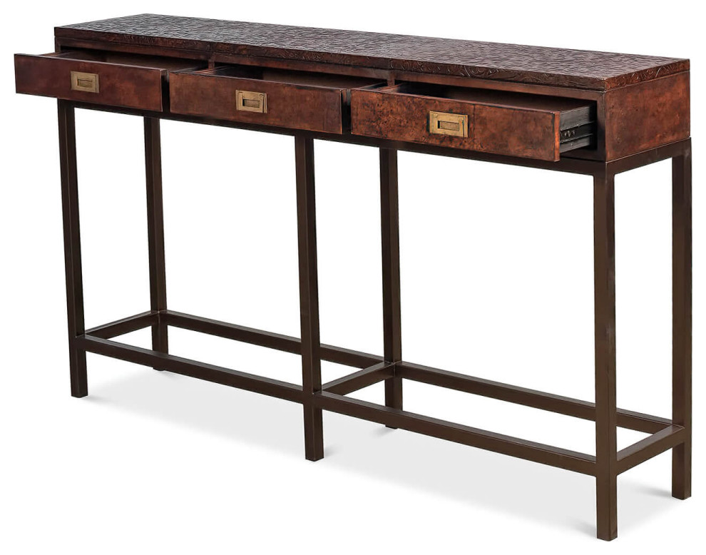 Modern Campaign Style Console   Transitional   Console Tables   by English Georgian America  Houzz