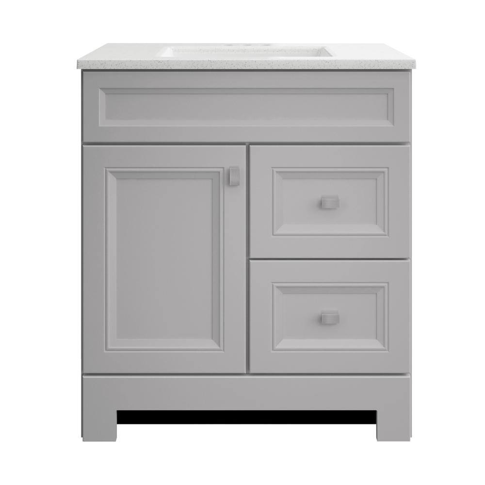 Home Decorators Collection Sedgewood 30.5 in. W x 18.8 in. D x 34.4 in. H Freestanding Bath Vanity in Dove Gray with Arctic Solid Surface Top PPLNKDVR30D