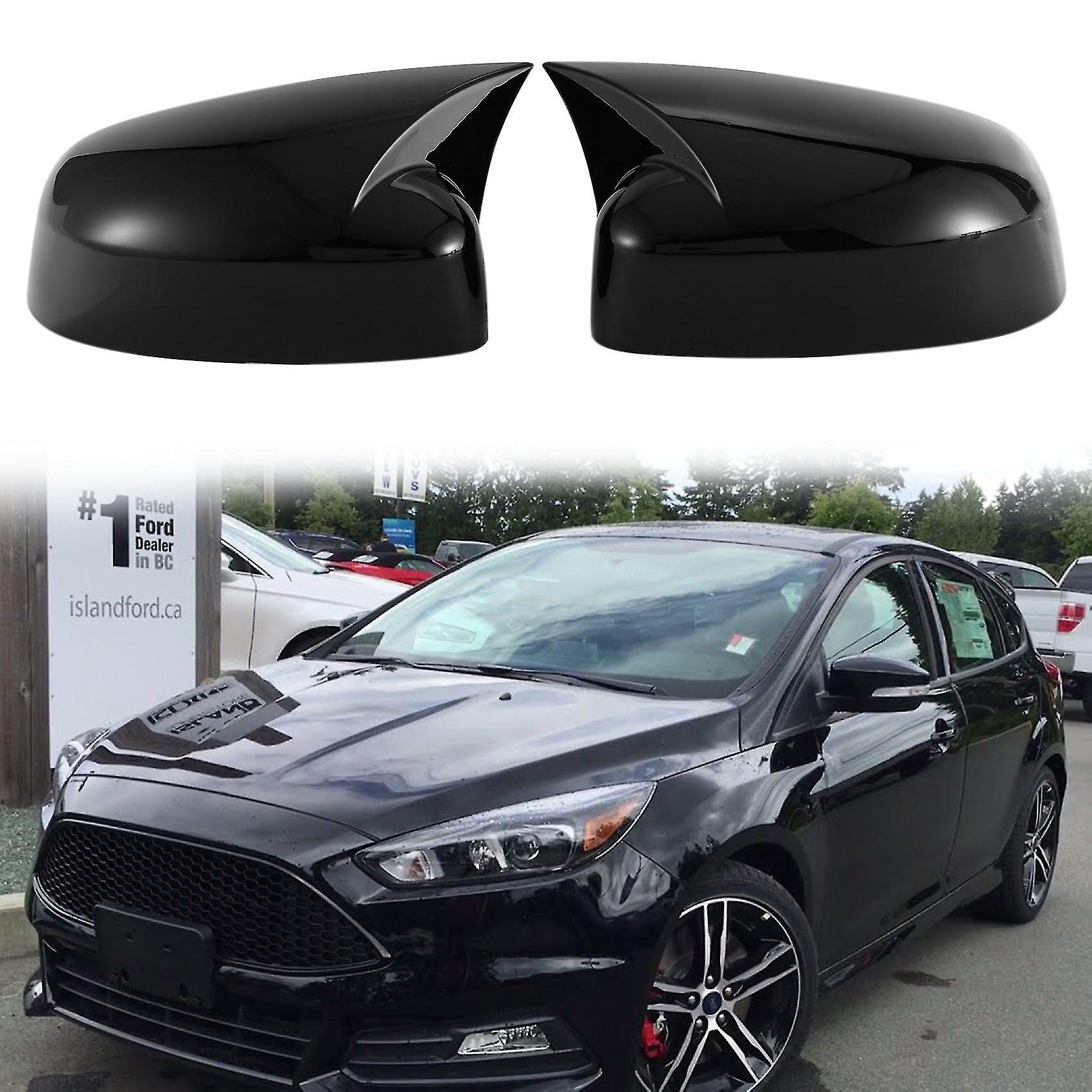 Car Glossy Black Ox Horn Rearview Side Glass Mirror Cover Trim Frame Side Mirror Caps For Focus Mk3