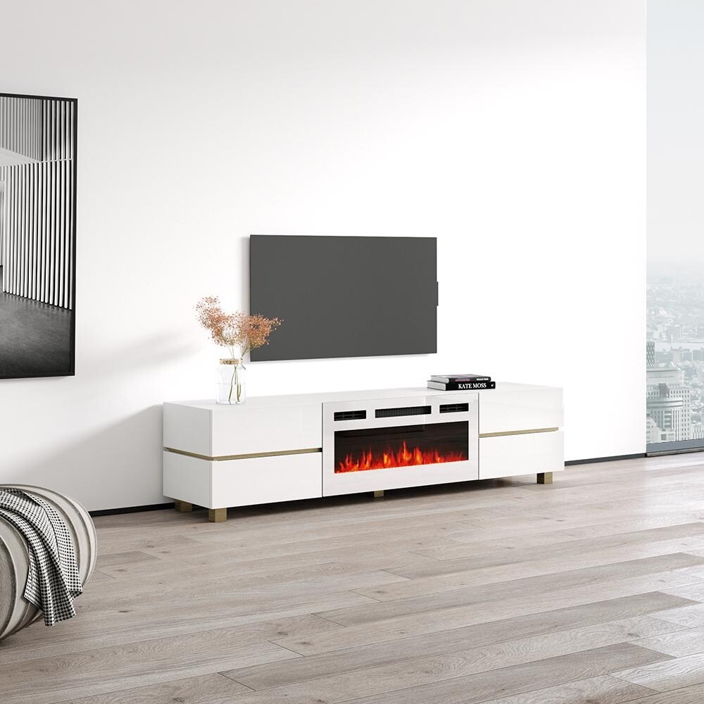 Bono 01 WH EF Fireplace TV Stand