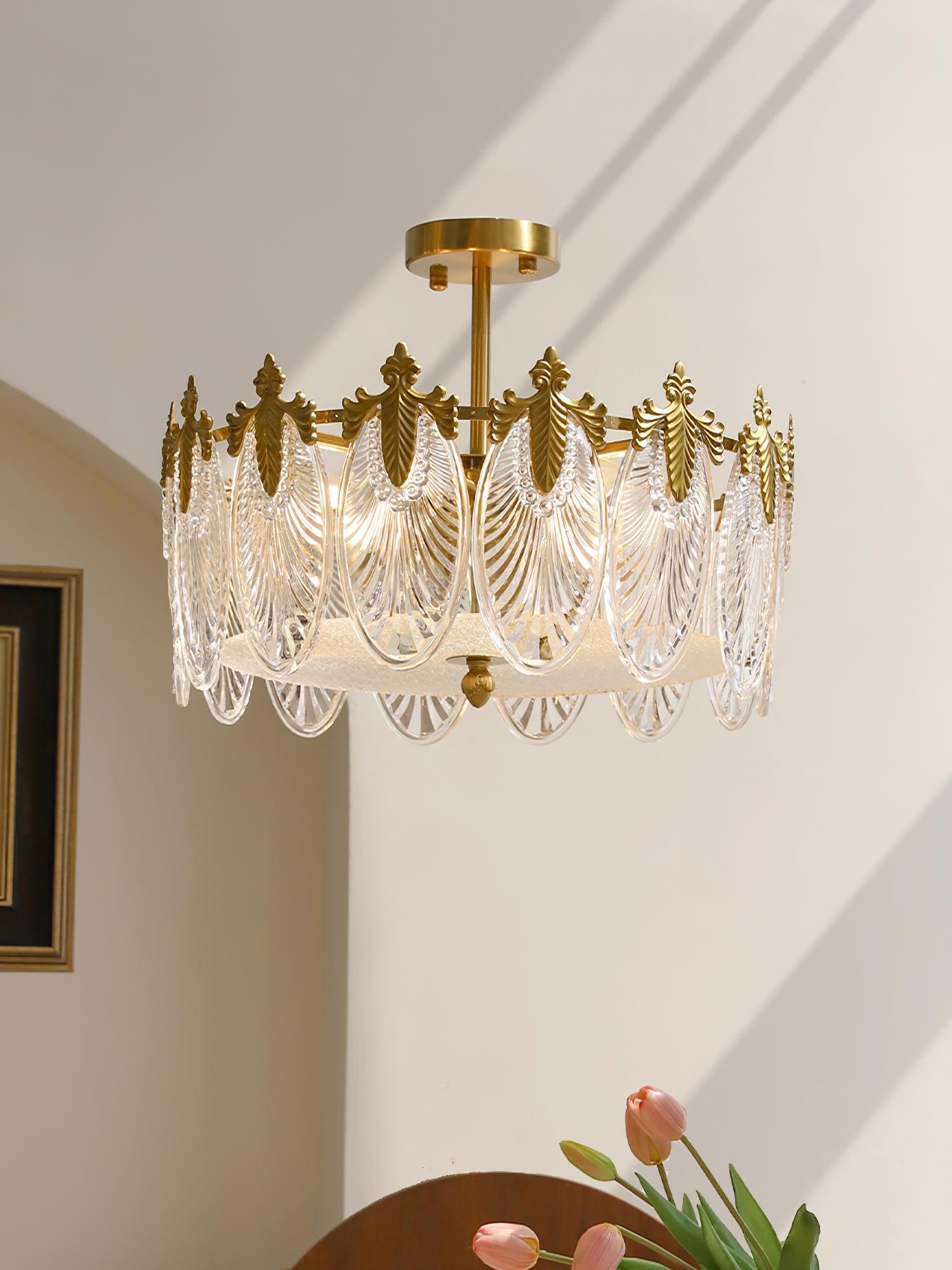 Decorative Pattern Glass Round Chandelier