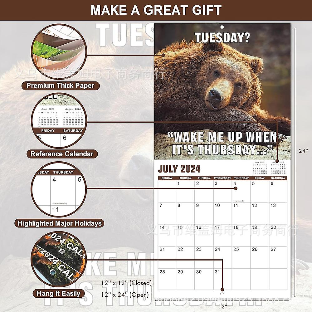 2024 Interesting Animal Memoranda Calendar Decorations Animal Memes Wall Calendar-28*28cm